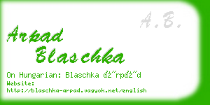 arpad blaschka business card